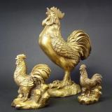銅製　鶏の置物(小)